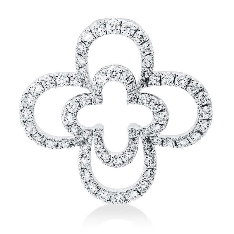 Image 90008644 - Anhänger 18 kt WG Blume/Blumen, 68 Brillanten 0,62 ct, TW-si, H:20,0 mm, B:20,0 mm, ...