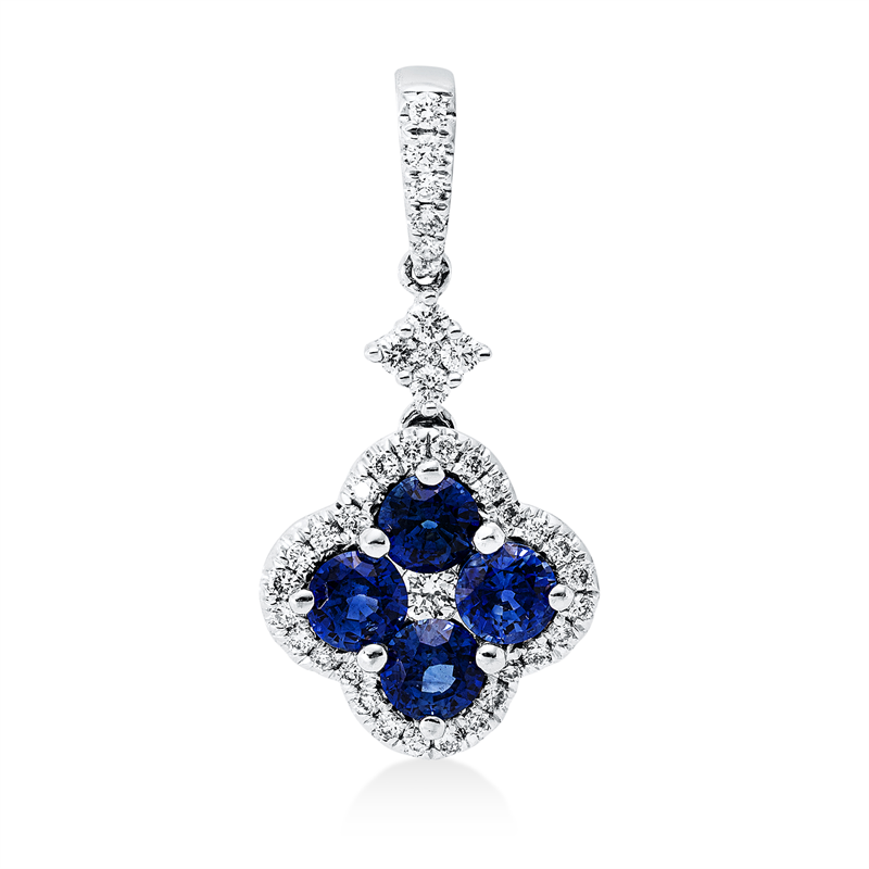 Image 90008655 - Anhänger 18 kt WG, mit Öse, 40 Brillanten 0,29 ct, TW-si, 4 Saphire 1,10 ct blau, ...