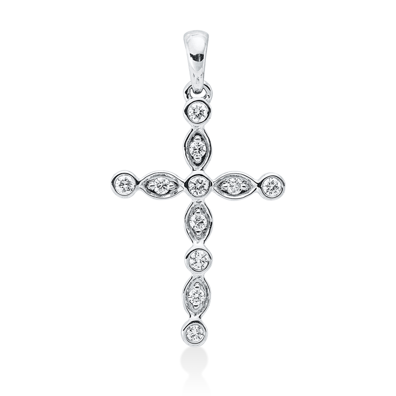Image 90008674 - Anhänger Zarge 18 kt WG Kreuz, mit Öse, 11 Brillanten 0,16 ct, ...