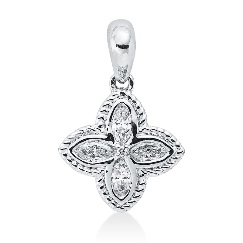 Image 90008675 - Anhänger 18 kt WG, mit Öse, 4 Navette 0,26 ct, TW-si, 1 Brill. 0,04 ct, ...