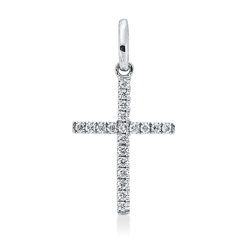 Image 90008689 - Anhänger 18 kt WG Kreuz, mit Öse, 20 Brillanten 0,07 ct, W-si, H:16,5 mm, B:8,9 mm, ...