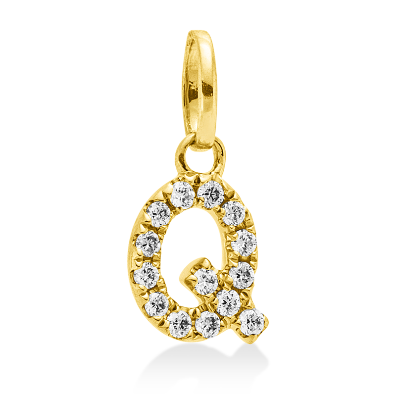 Image 90008691 - Anhänger 18 kt GG Q, mit Öse, 14 Brillanten 0,06 ct, W-si, H:10,1 mm, B:5,0 mm, S:1,4 ...