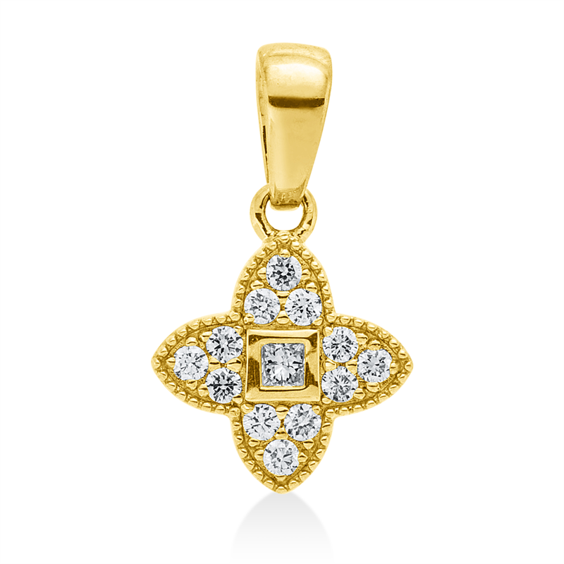 Image 90008697 - Anhänger 18 kt GG, mit Öse, 1 Princ. 0,02 ct, TW-si, 12 Brillanten 0,09 ct, W-si, ...