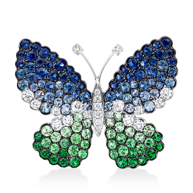 Image 90008709 - Anhänger 18 kt WG Schmetterling, Fassung teils schwarz rhodinie, 22 Brillanten 0,79 ct, ...