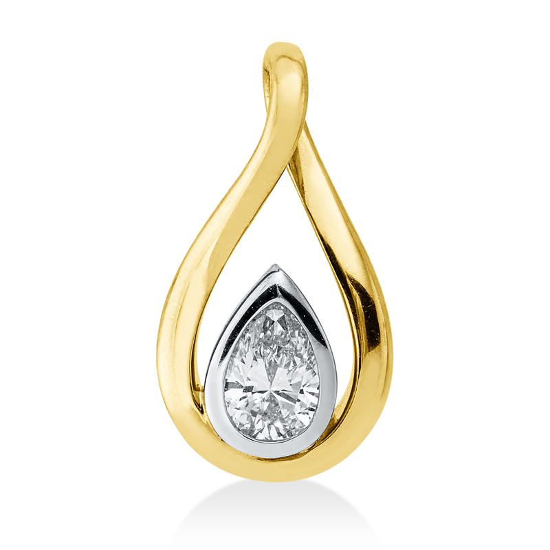 Image 90008712 - Anhänger Zarge 18 kt GG WG, 1 Tropfen 0,31 ct, TW-vsi, H:16,7 mm, B:8,9 mm, S:5,1 ...