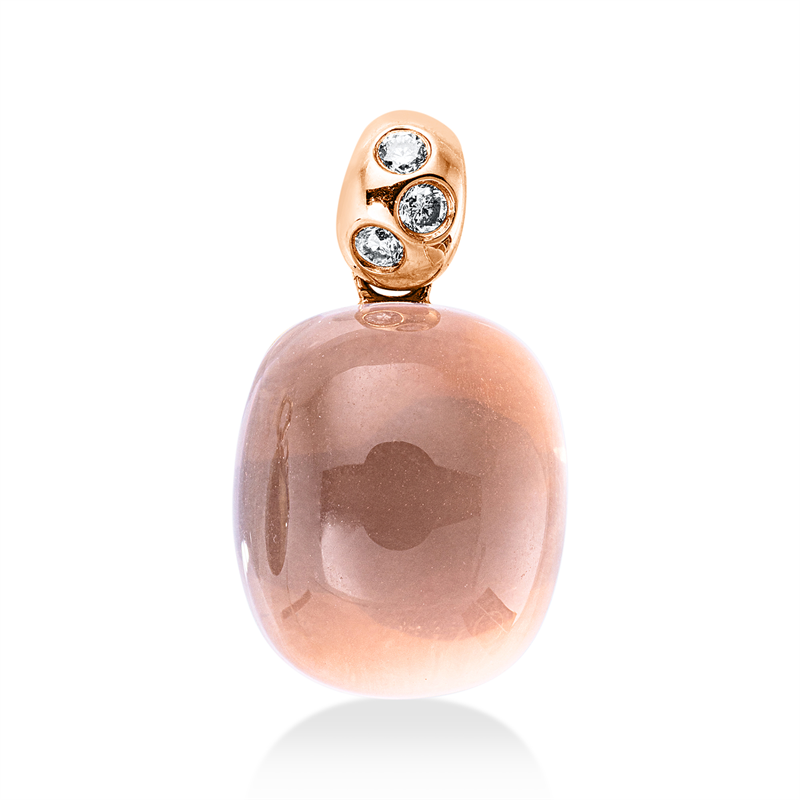 Image 90008714 - Anhänger 18 kt RG, mit Öse, 3 Brillanten 0,05 ct, TW-si, 1 Rosenquarz 6,25 ct rosé, ...