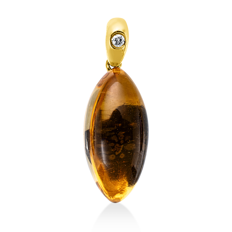 Image 90008715 - Anhänger 18 kt GG, mit Öse, 1 Brill. 0,02 ct, TW-si, 1 Citrin 6,57 ct gelb, H:23,3 mm, ...