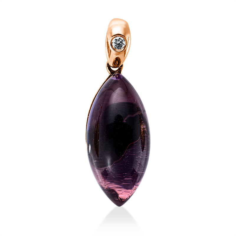 Image 90008716 - Anhänger 18 kt RG, mit Öse, 1 Brill. 0,02 ct, TW-si, 1 Amethyst 5,64 ct lila, H:22,8 ...