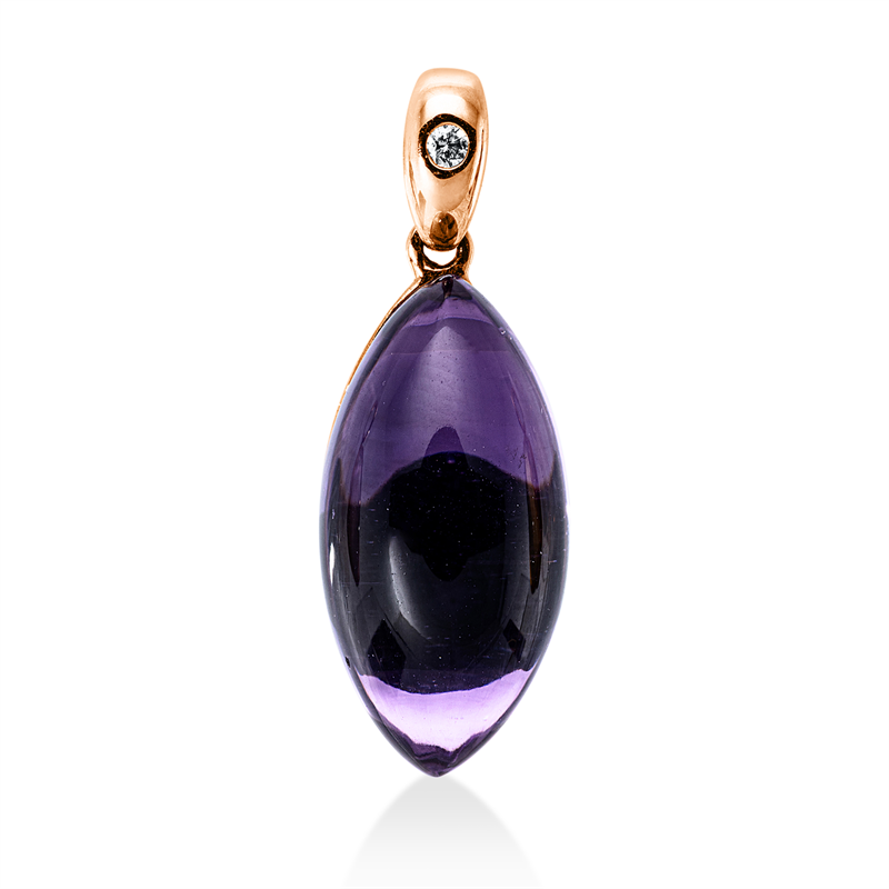 Image 90008717 - Anhänger 14 kt RG, mit Öse, 1 Brill. 0,01 ct, TW-si, 1 Amethyst 6,26 ct lila, H:23,0 ...