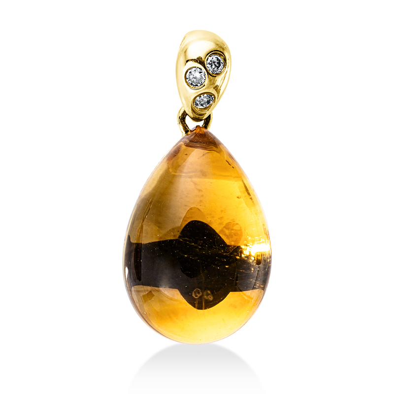 Image 90008719 - Anhänger 14 kt GG, mit Öse, 3 Brillanten 0,03 ct, TW-si, 1 Citrin 4,50 ct gelb, H:18,5 ...