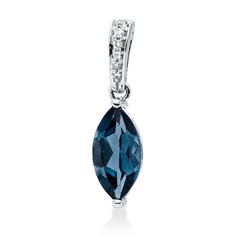 Image 90008722 - Anhänger 14 kt WG, mit Öse, 6 Brillanten 0,02 ct, TW-pi, 1 Topas 1,16 ct Lond. blue, ...