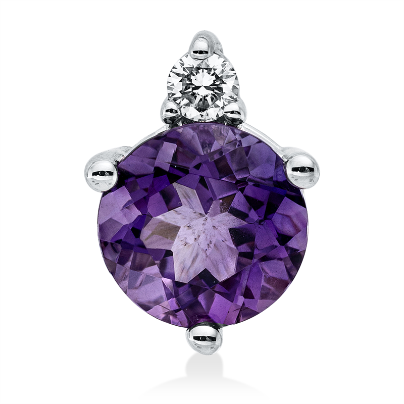 Image 90008723 - Anhänger 3er-Krappe 14 kt WG, 1 Brill. 0,06 ct, W-si/pi, 1 Amethyst 1,22 ct lila, H:10,5 ...