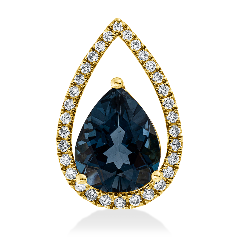 Image 90008725 - Anhänger 3er-Krappe 14 kt GG, 32 Brillanten 0,21 ct, W-si/pi, 1 Topas 2,78 ct Lond. ...