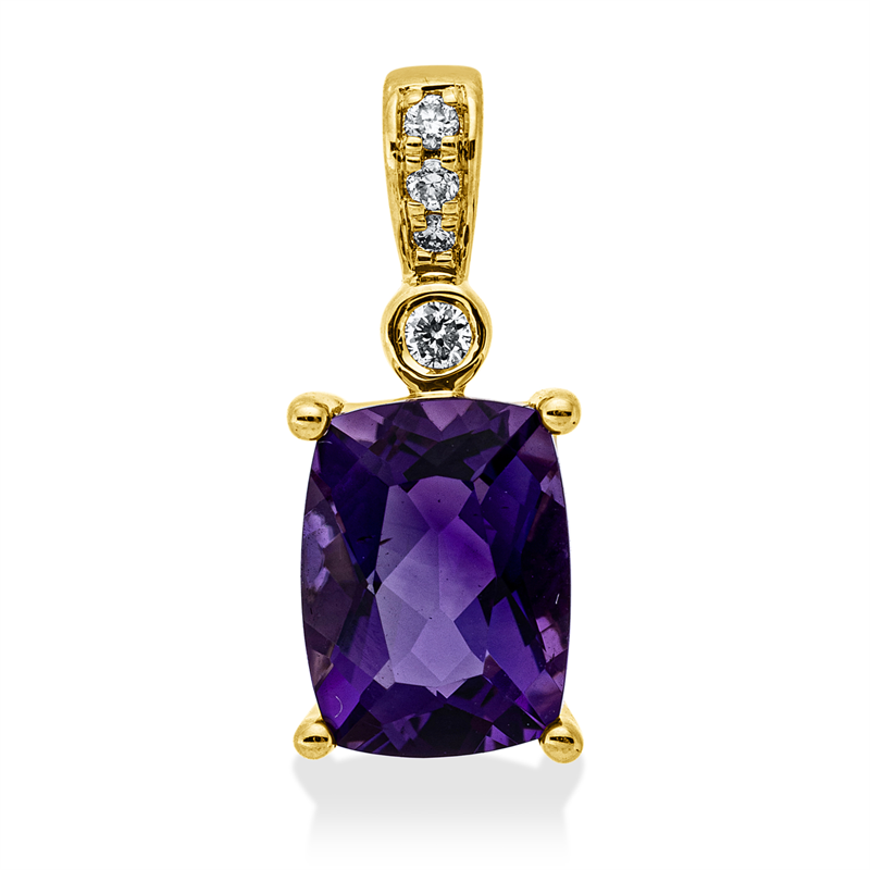 Image 90008731 - Anhänger 4er-Krappe 14 kt GG, mit Öse, 5 Brillanten 0,04 ct, W-si, 1 Amethyst 1,25 ct ...
