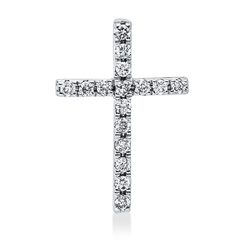 Image 90008737 - Anhänger 14 kt WG Kreuz, 16 Brillanten 0,10 ct, W-si, H:14,3 mm, B:9,7 mm, S:3,5 ...