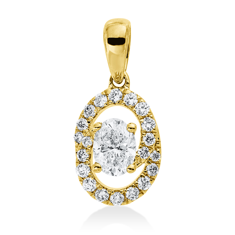 Image 90008738 - Anhänger 4er-Krappe 14 kt GG, mit Öse, 20 Brillanten 0,15 ct, W-si/pi, 1 Oval 0,31 ct, ...