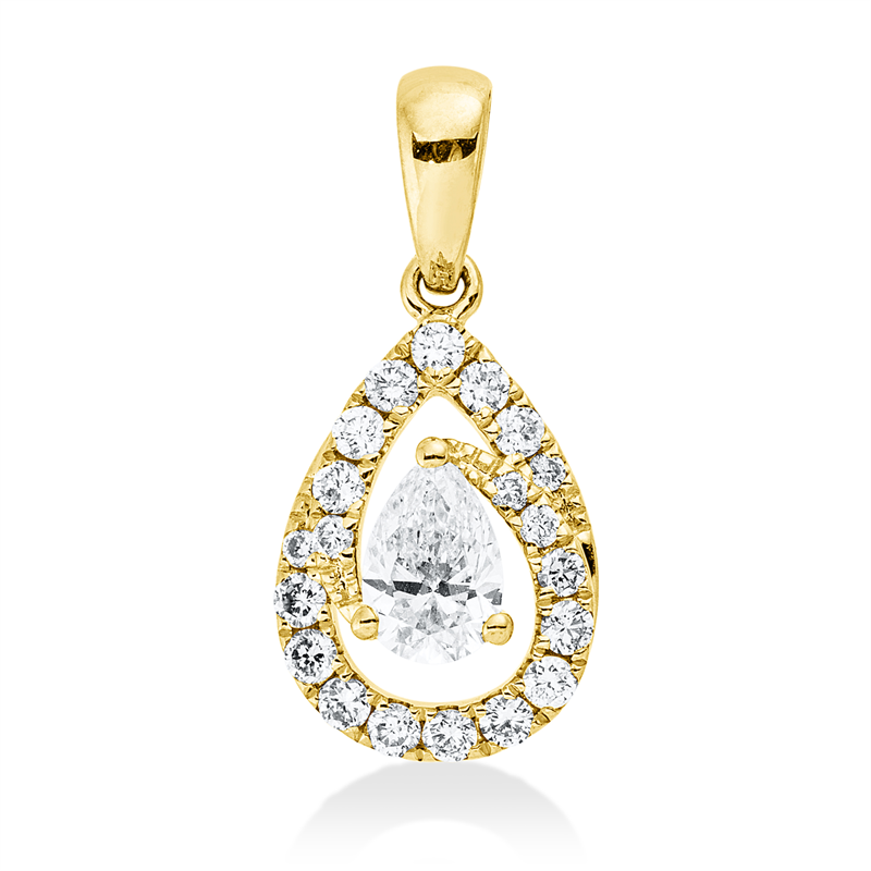 Image 90008739 - Anhänger 14 kt GG, mit Öse, 20 Brillanten 0,20 ct, W-si, 1 Tropfen 0,29 ct, W-si, ...