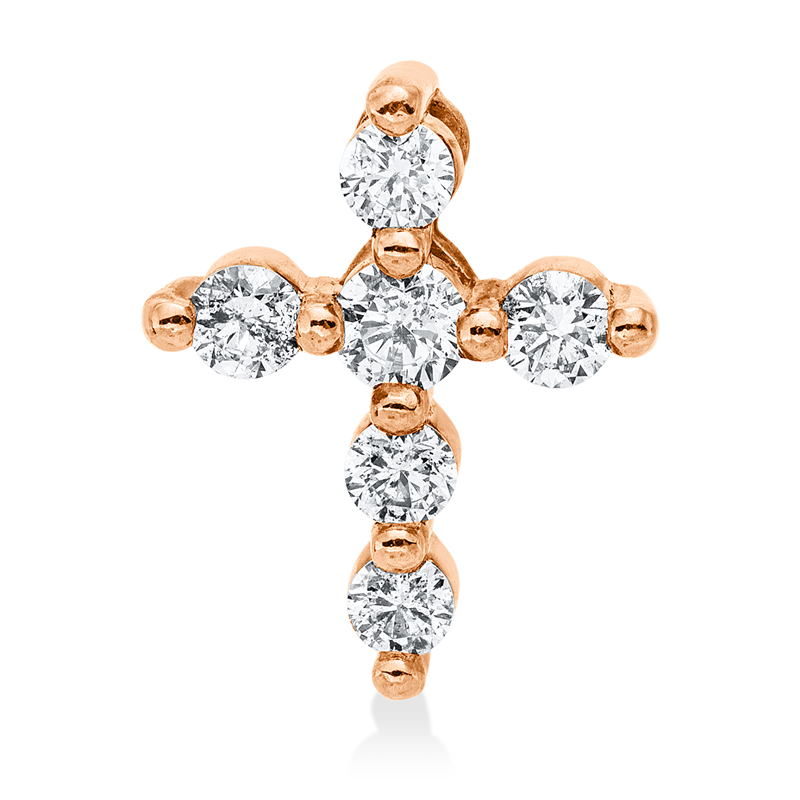 Image 90008742 - Anhänger 14 kt RG Kreuz, 6 Brillanten 0,33 ct, W-si/pi, H:13,0 mm, B:10,4 mm, S:4,3 ...