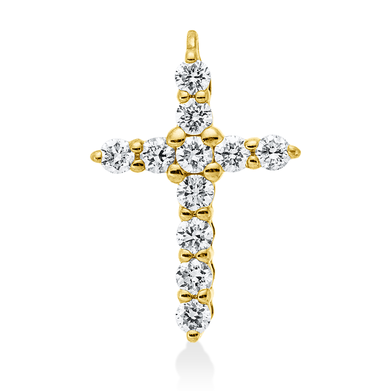 Image 90008743 - Anhänger 14 kt GG Kreuz, 11 Brillanten 0,16 ct, W-si/pi,, H:13,0 mm, B:8,5 mm, S:2,8 ...
