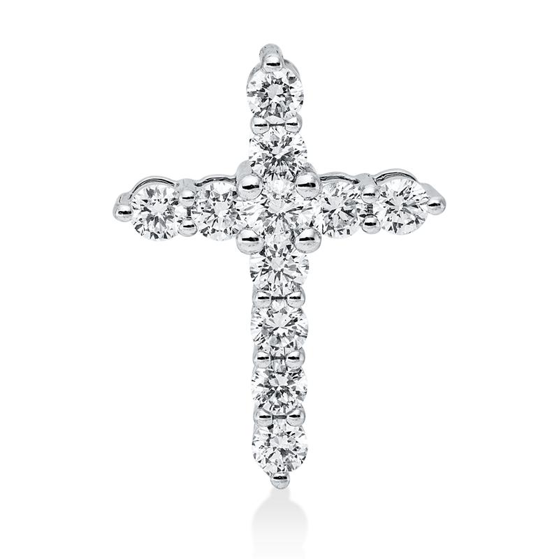 Image 90008744 - Anhänger 14 kt WG Kreuz, 1 Brill. 0,04 ct, W-si/pi, 10 Brillanten 0,30 ct, W-si/pi, ...