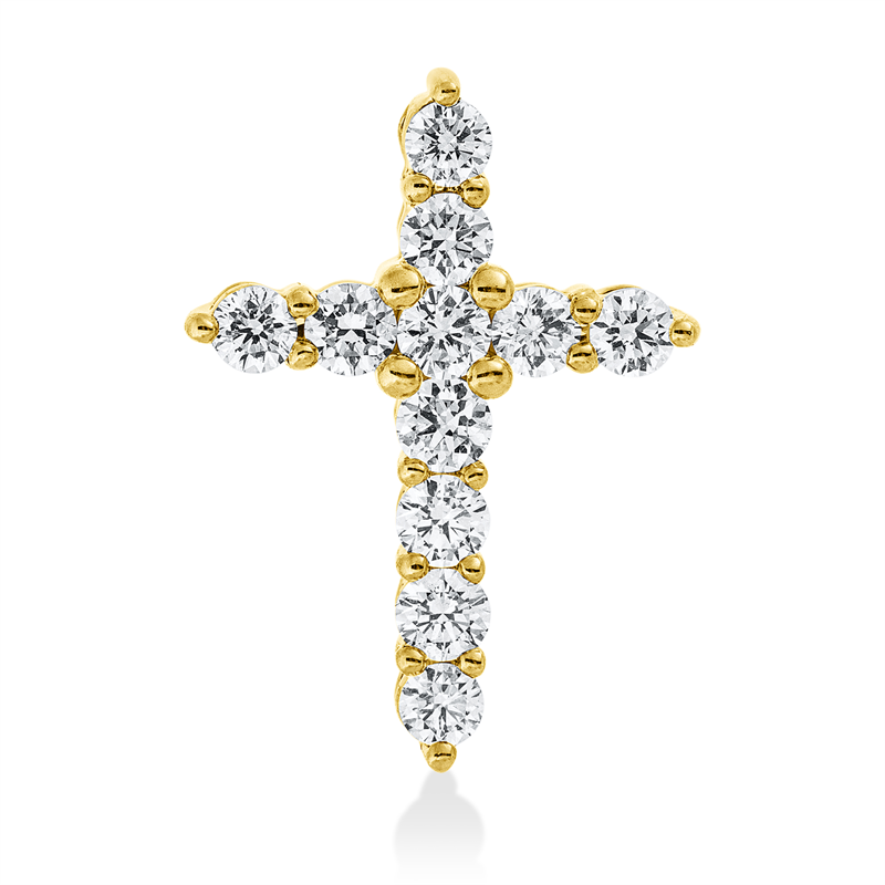 Image 90008745 - Anhänger 14 kt GG Kreuz, 11 Brillanten 0,52 ct, W-si/pi, H:17,5 mm, B:12,8 mm, S:3,6 ...