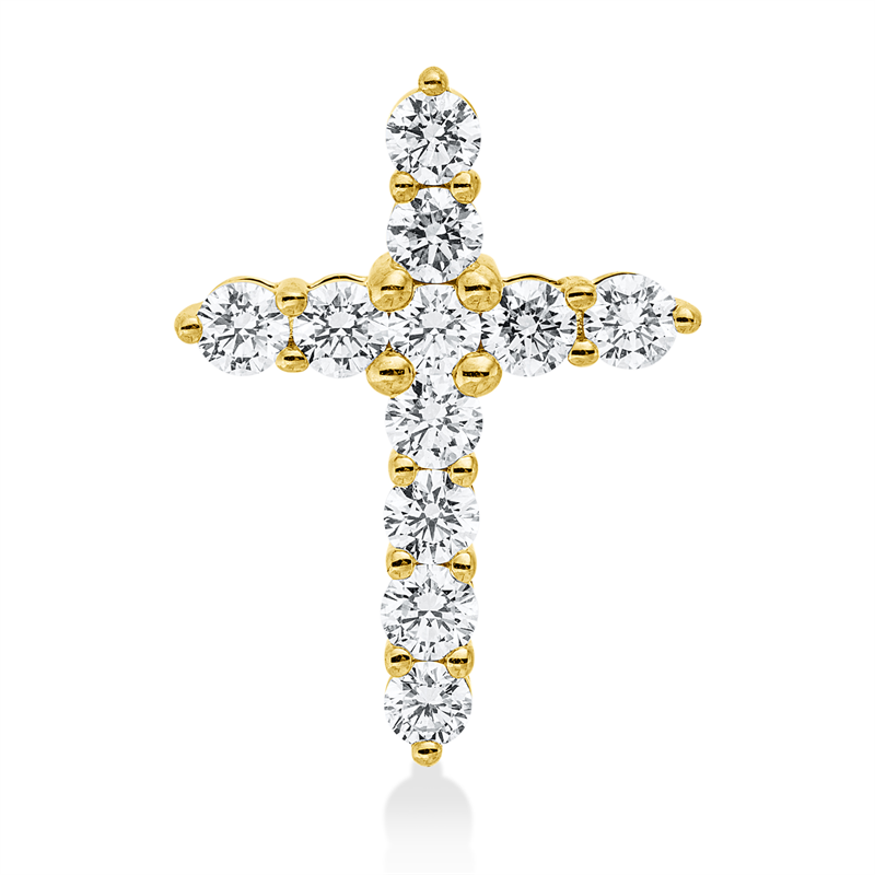 Image 90008747 - Anhänger 14 kt GG Kreuz, 11 Brillanten 1,02 ct, W-si/pi, H:21,6 mm, B:16,0 mm, S:4,2 ...