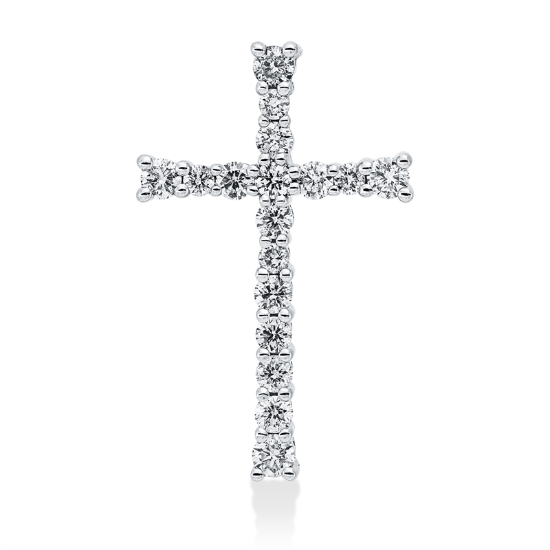 Image 90008750 - Anhänger 14 kt WG Kreuz, 17 Brillanten 0,78 ct, W-si/pi, H:26,2 mm, B:16,4 mm, S:4,0 ...
