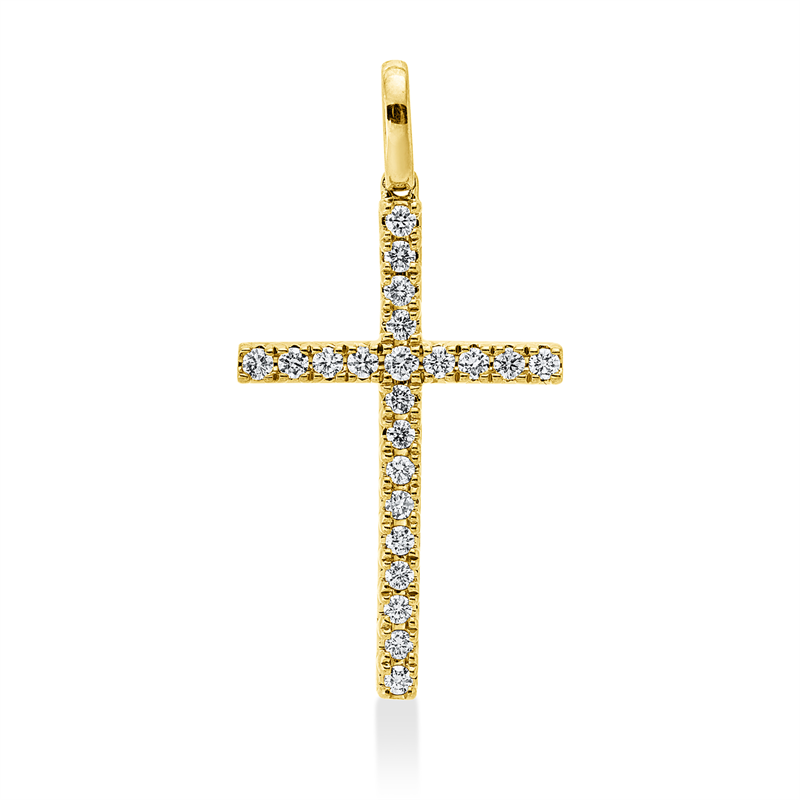 Image 90008751 - Anhänger 14 kt GG Kreuz, 22 Brillanten 0,33 ct, W-si/pi, H:32,0 mm, B:16,2 mm, S:2,2 ...