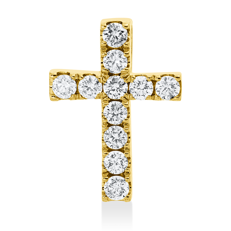 Image 90008752 - Anhänger 14 kt GG Kreuz, 11 Brillanten 0,47 ct, W-pi, H:16,5 mm, B:11,8 mm, S:4,6 ...