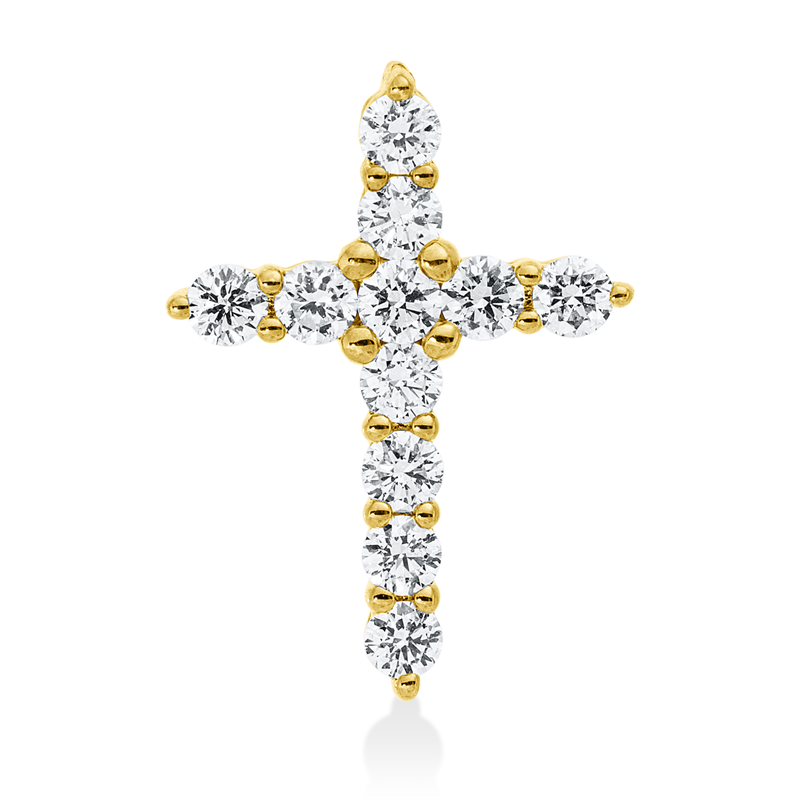 Image 90008755 - Anhänger 14 kt GG Kreuz, 11 Brillanten 0,26 ct, W-si/pi, H:13,8 mm, B:10,0 mm, S:3,0 ...