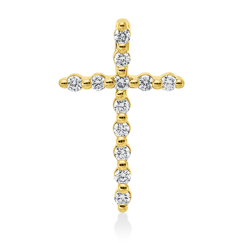 Image 90008757 - Anhänger 14 kt GG Kreuz, 12 Brillanten 0,13 ct, W-si/pi, H:16,2 mm, B:10,4 mm, S:4,3 ...
