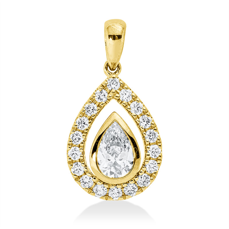 Image 90008759 - Anhänger Zarge 14 kt GG, mit Öse, 1 Tropfen 0,25 ct, W-si, 18 Brillanten 0,20 ct, ...