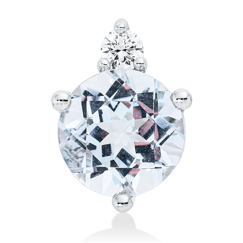 Image 90008760 - Anhänger 3er-Krappe 14 kt WG, 1 Brill. 0,06 ct, W-si/pi, 1 Aquamarin 1,15 ct blau, ...