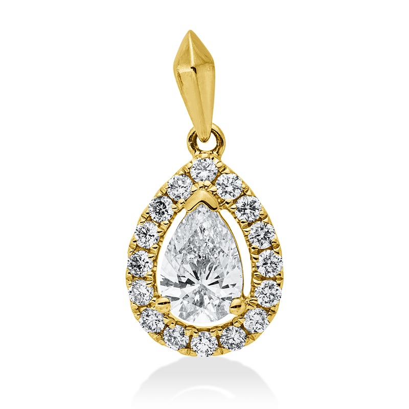 Image 90008764 - Anhänger 14 kt GG, mit Öse, 1 Tropfen 0,42 ct, W-si, 16 Brillanten 0,17 ct, W-si, ...