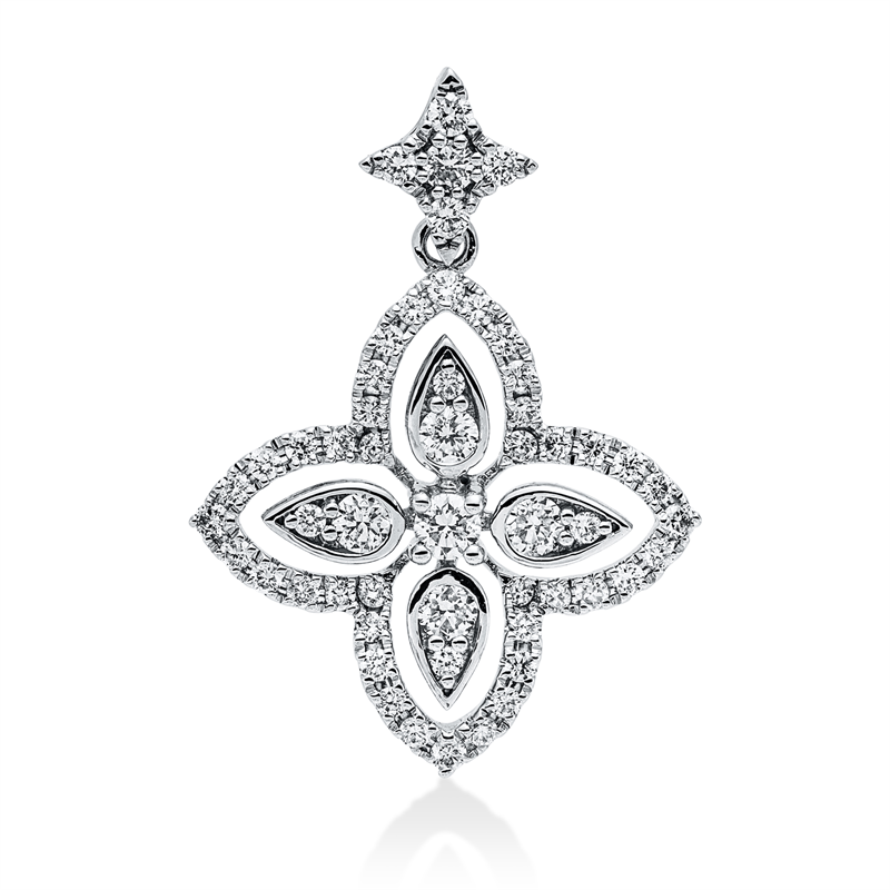 Image 90008773 - Anhänger 14 kt WG, 54 Brillanten 0,46 ct, W-si/pi, H:23,0 mm, B:16,5 mm, S:4,0 ...