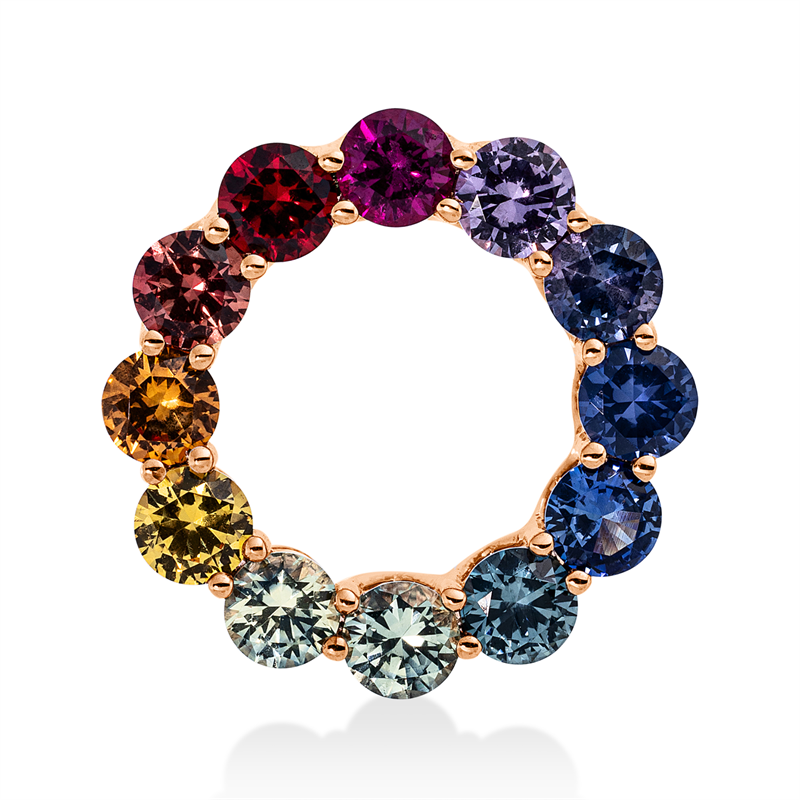 Image 90008789 - Anhänger 18 kt RG Kreis, 12 Saphire 1,54 ct multicolor, S:3,8 mm, Ø:15,0 ...