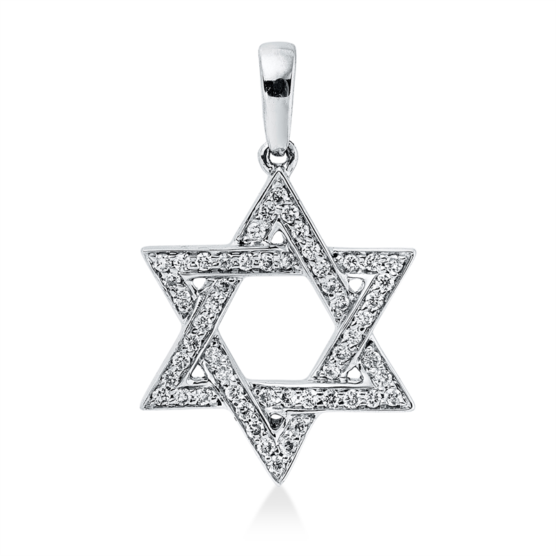 Image 90008792 - Anhänger 18 kt WG Stern, mit Öse, 54 Brillanten 0,12 ct, TW-si, H:18,0 mm, B:11,5 mm, ...
