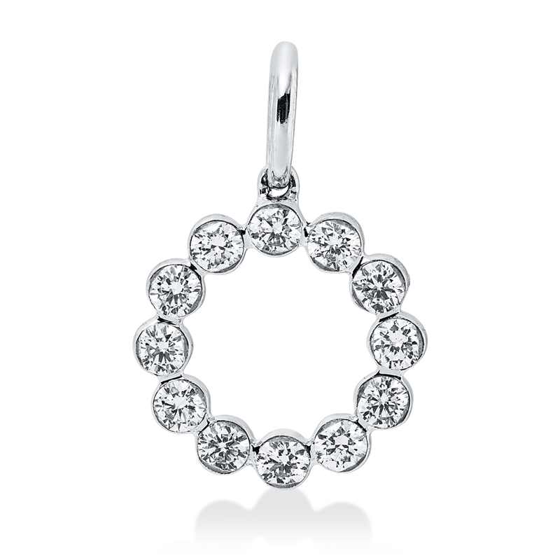 Image 90008793 - Anhänger 18 kt WG Kreis, mit Öse, 12 Brillanten 0,44 ct, TW-si, H:18,2 mm, B:11,8 mm, ...