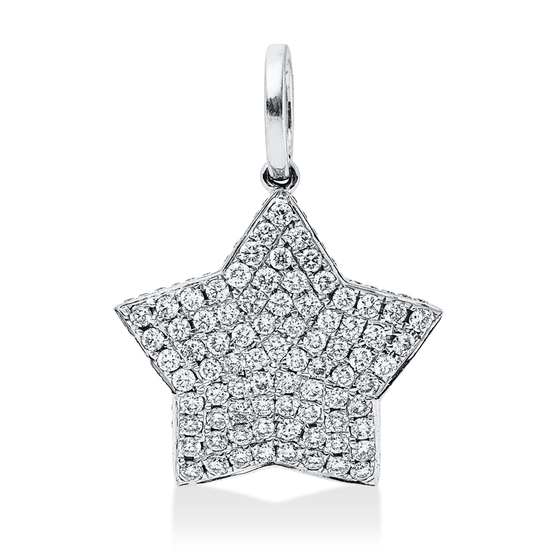 Image 90008794 - Anhänger 18 kt WG Stern, mit Öse, 80 Brillanten 0,82 ct, TW-vsi/si, H:26,5 mm, B:19,0 ...
