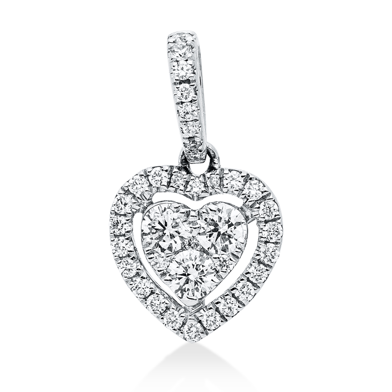 Image 90008798 - Anhänger 18 kt WG Herz, mit Öse, 3 Brillanten 0,19 ct, TW-si, 33 Brillanten 0,14 ct, ...