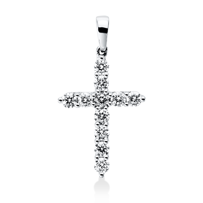 Image 90008803 - Anhänger 18 kt WG Kreuz, mit Öse, 11 Brillanten 0,51 ct, TW-si, H:24,1 mm, B:12,9 mm, ...