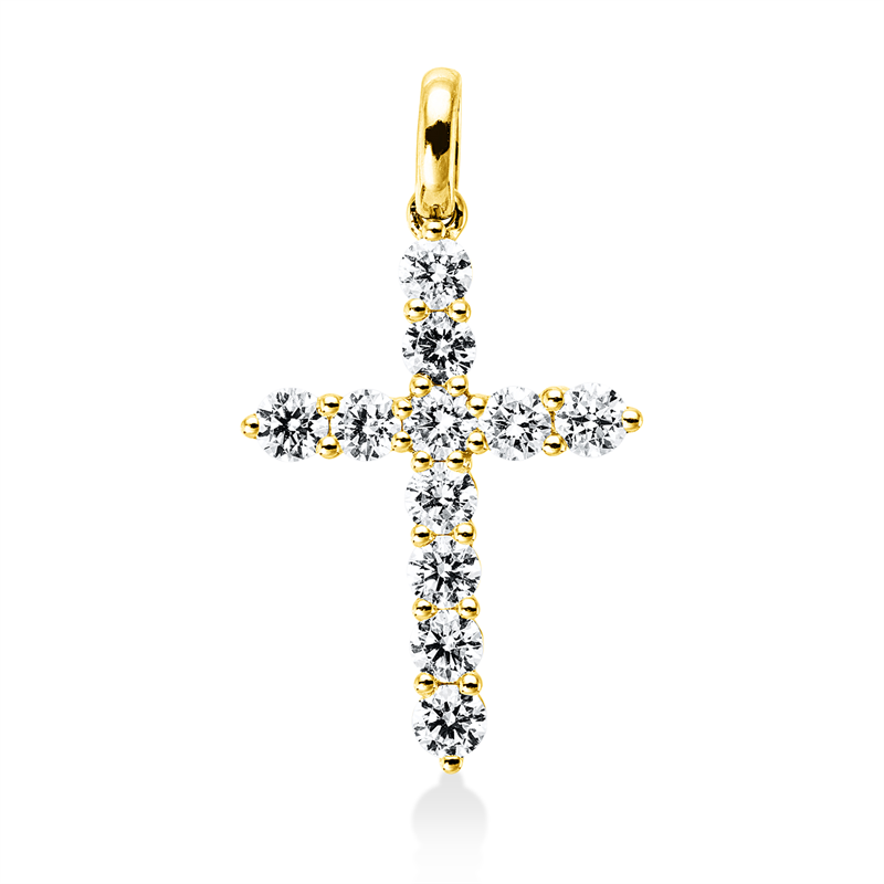 Image 90008804 - Anhänger 18 kt GG Kreuz, mit Öse, 11 Brillanten 0,83 ct, TW-si, H:25,5 mm, B:14,6 mm, ...