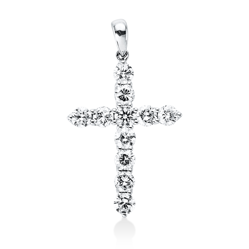 Image 90008805 - Anhänger 18 kt WG Kreuz, mit Öse, 11 Brillanten 2,11 ct, TW-si, H:34,5 mm, B:19,9 mm, ...