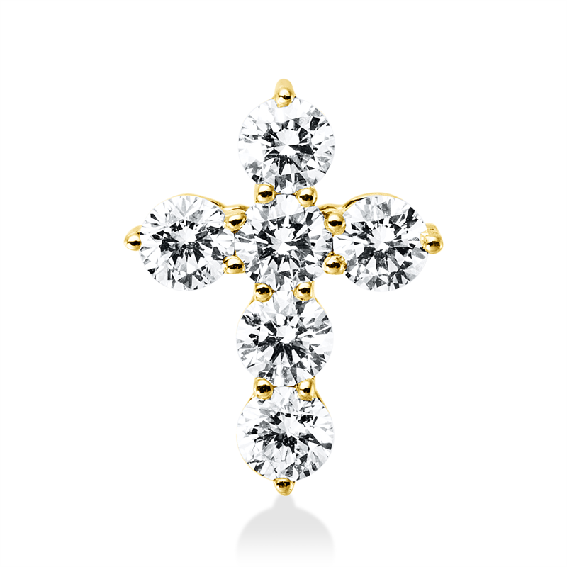 Image 90008806 - Anhänger 18 kt GG Kreuz, 6 Brillanten 0,42 ct, W-si, H:8,5 mm, B:11,1 mm, S:2,8 ...