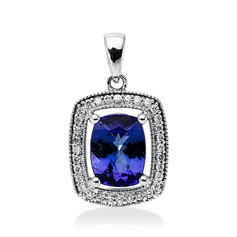 Image 90008830 - Anhänger 4er-Krappe 18 kt WG, mit Öse, 32 Brillanten 0,17 ct, F-si, 1 Tansanit 2,13 ct ...
