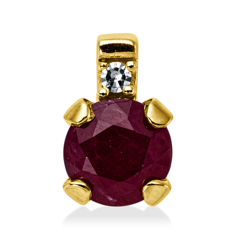Image 90008842 - Anhänger 4er-Krappe 18 kt GG, 1 Dia. 0,01 ct, TW-si, 1 Rubin 0,42 ct rot, H:6,7 mm, ...