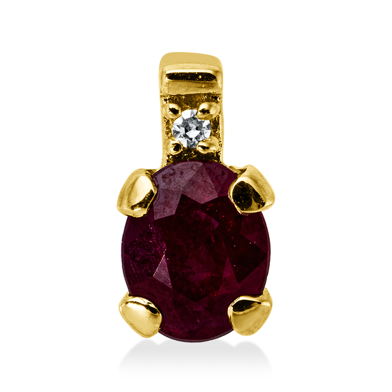 Image 90008845 - Anhänger 4er-Krappe 18 kt GG, 1 Dia. 0,01 ct, TW-si, 1 Rubin 0,40 ct rot, H:7,2 mm, ...