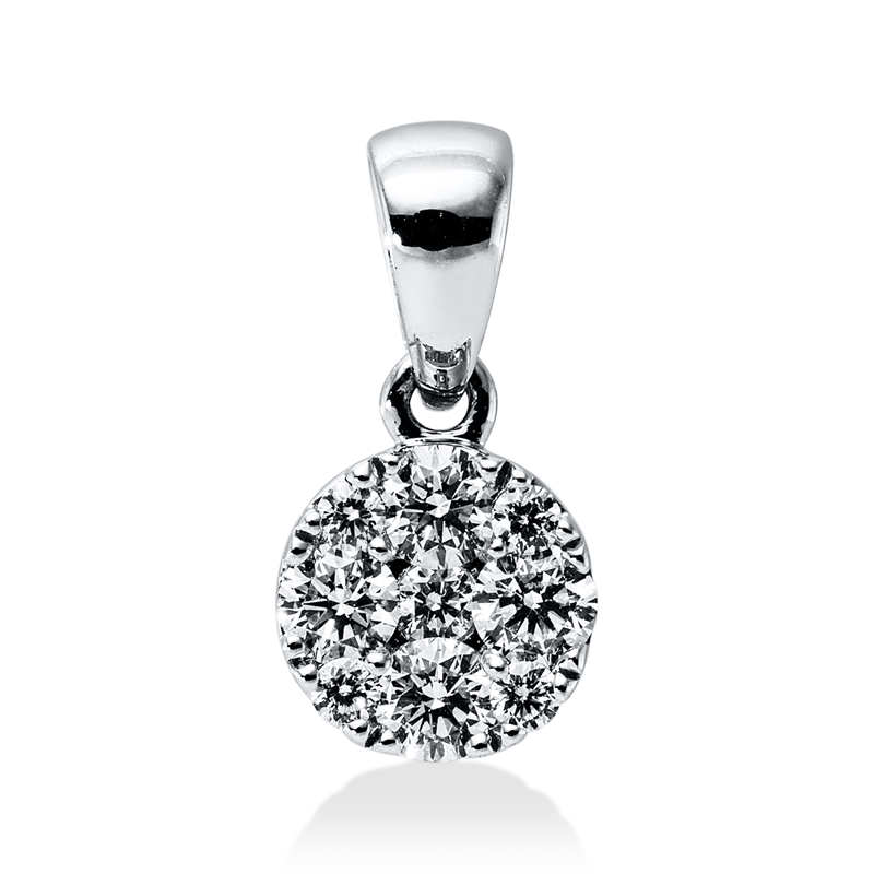 Image 90008850 - Anhänger 18 kt WG, mit Öse, 9 Brillanten 0,26 ct, TW-si, H:11,9 mm, B:6,1 mm, S:3,7 ...