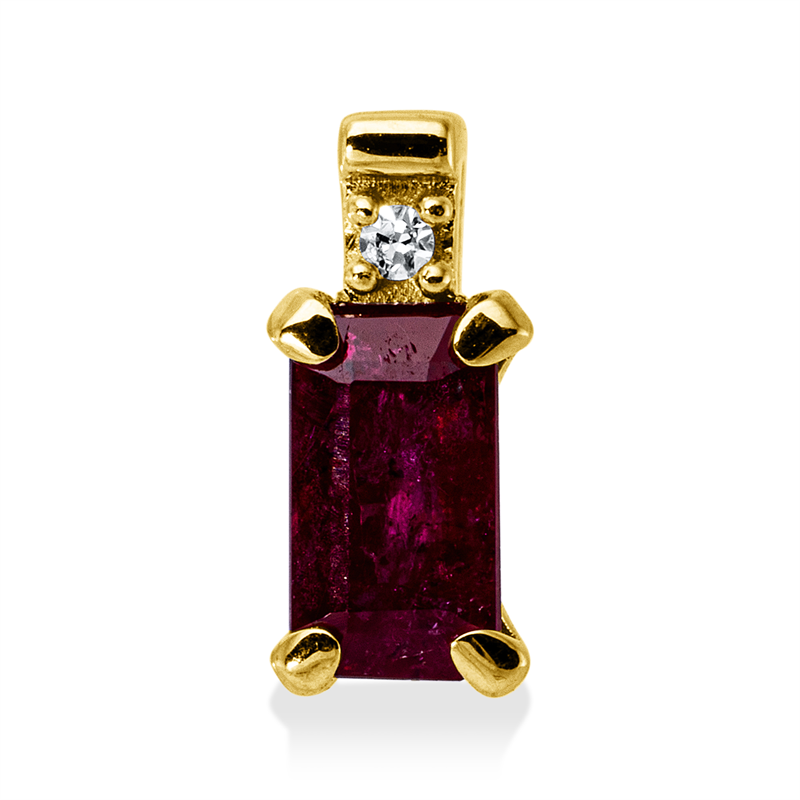 Image 90008859 - Anhänger 4er-Krappe 18 kt GG, 1 Dia. 0,01 ct, TW-si, 1 Rubin 0,27 ct rot, H:7,9 mm, ...