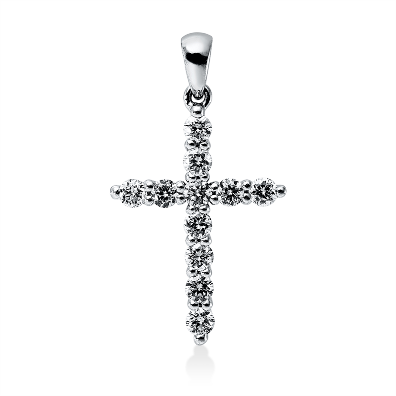 Image 90008860 - Anhänger 18 kt WG Kreuz, mit Öse, 11 Brillanten 0,45 ct, TW-si, H:23,4 mm, B:13,4 mm, ...
